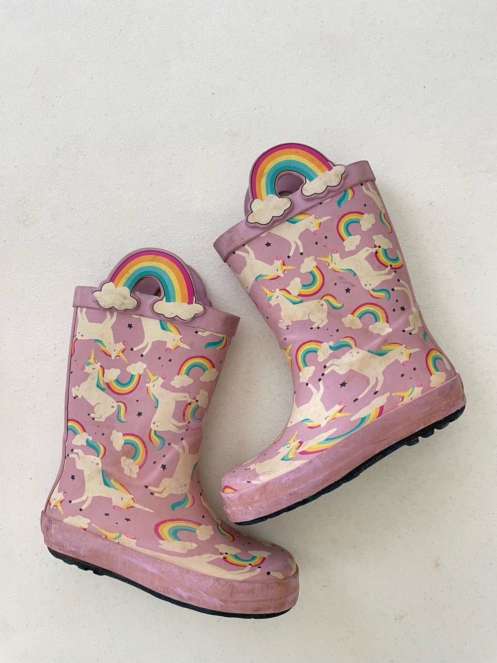 Kids Rainbow Unicorn Rain Boots - Pink
